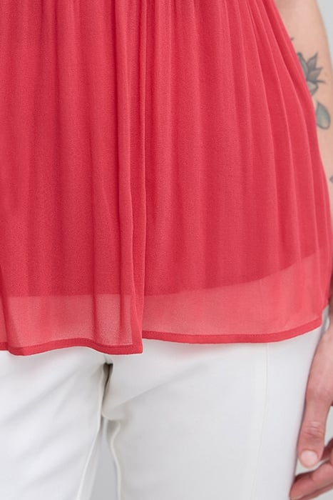 RED RECYCLED PLEATED TOP WITH AMERICAN ARMHOLES 6