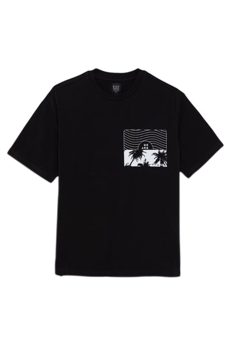 BOYS’ BLACK T-SHIRT WITH PALM TREE PRINT ON FRONT 1