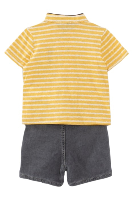 BABY BOYS’ YELLOW POLO SHIRT, DENIM BERMUDA SHORTS OUTFIT 4