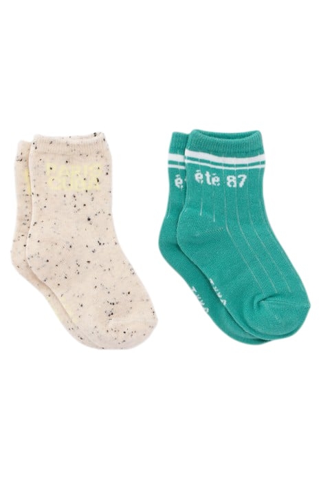 BABY BOYS’ GREEN AND ECRU DUPIONI SOCKS 2