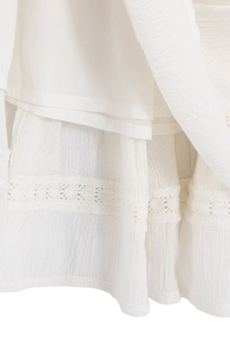 GIRLS’ OFF-WHITE LONG SKIRT WITH LACE AND SMOCKED WAIST 5