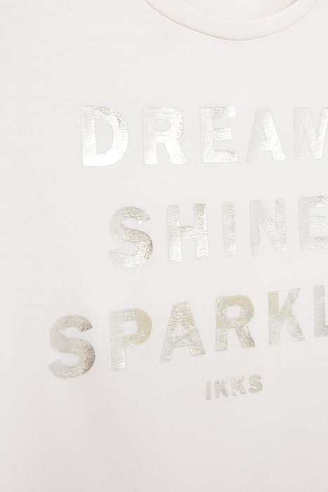 GIRLS’ ECRU T-SHIRT WITH METALLIC SLOGAN 6