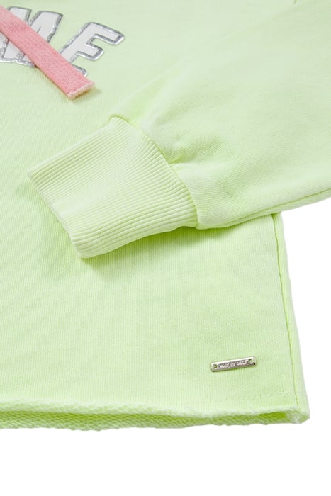 GIRLS’ NEON CROPPED HOODIE WITH YELLOW SLOGAN 6
