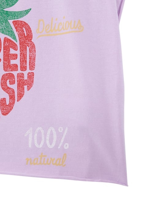 GIRLS’ LILAC T-SHIRT WITH STRAWBERRY SLOGAN PRINT 4