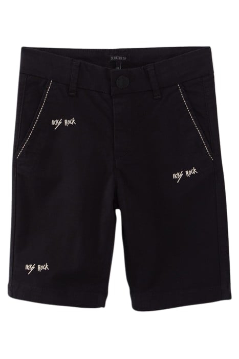 BOYS' BLACK CHINO SHORTS WITH SADDLE STITCHED POCKETS 1