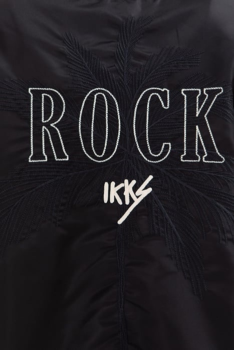 BOYS’ BLACK VARSITY JACKET, ECRU SLEEVES, EMBROIDERED BACK 6