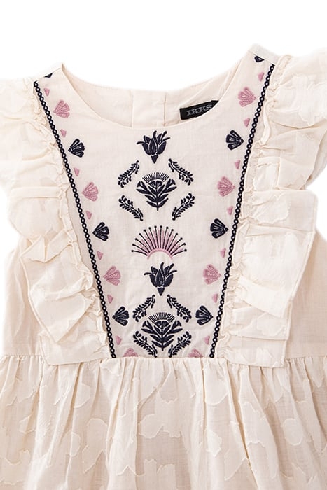 GIRLS’ ECRU DRESS WITH EMBROIDERY AND FLOWER JACQUARD 3