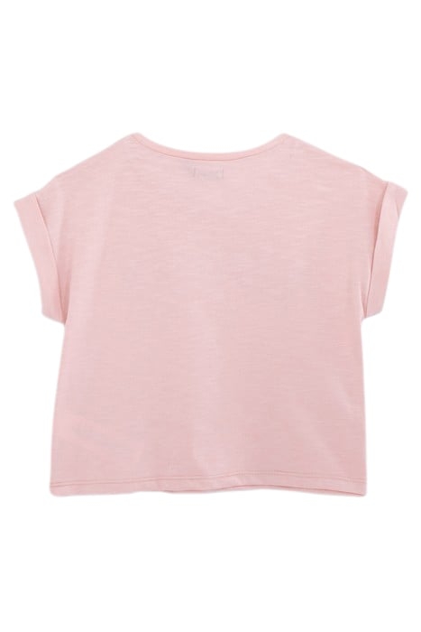 GIRLS’ PINK ORGANIC COTTON T-SHIRT WITH RUBBER WAX SLOGAN 2