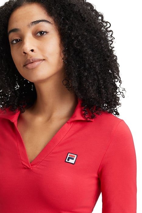 LEE LONGSLEEVE POLO SHIRT TRUE RED 7