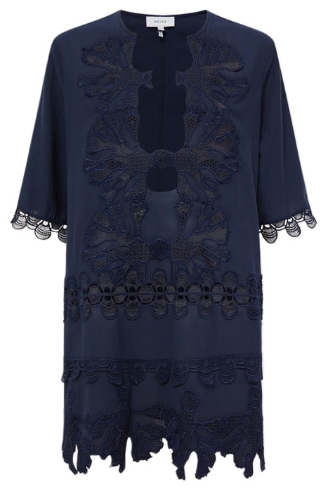 ETTA-EMRBOIDERED KAFTAN NAVY 4