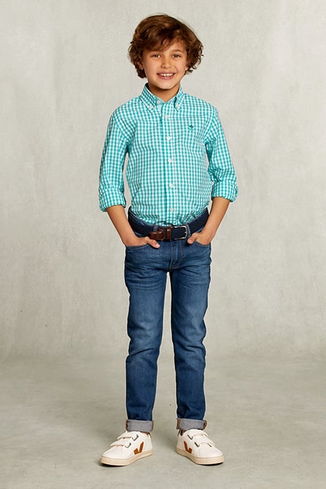 CUSTOM FIT CHECKED SHIRT GREEN.WHITE GREEN 3