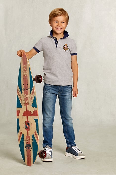 CUSTOM FIT POLO IN DARK OYSTER MIX GREY 3